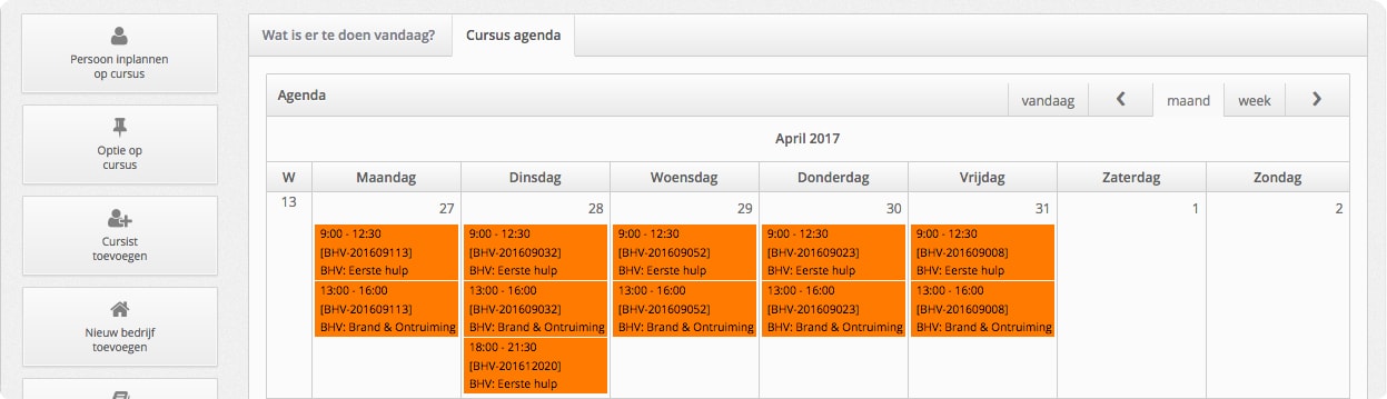 Cursusadministratie 101BHV.nl